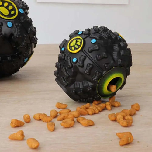 Black Molar Bite Dog Toy Ball – Treat-Dispensing Chew Toy for All Dog Sizes