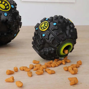 Black Molar Bite Dog Toy Ball – Treat-Dispensing Chew Toy for All Dog Sizes